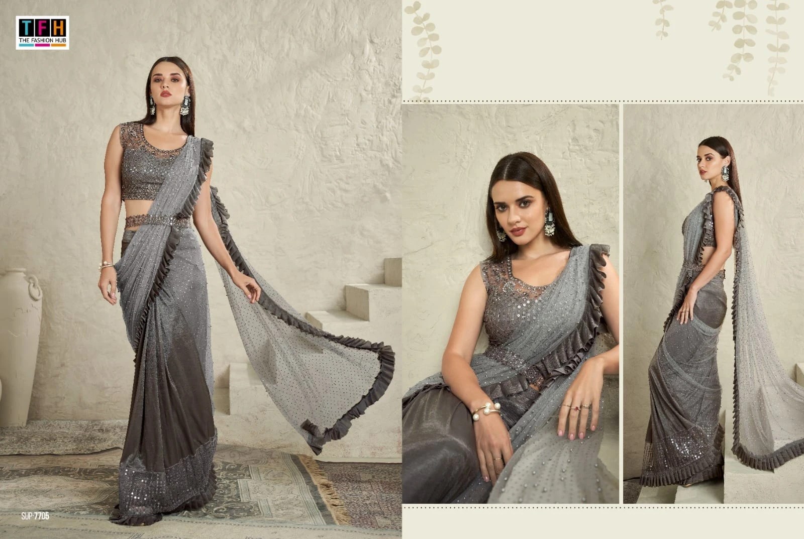 Tfh Super Star Vol 2 Imported Sartin Silk Wholesale Fancy Saree Catalog — Wholesale Sarees, MPA wholesale from Surat - Gallery Image 3